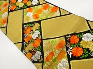 色紙に花唐草模様織出し袋帯